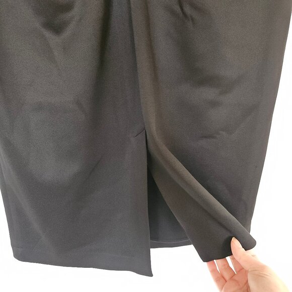 XSCAPE black sleeveless ruched v-neck sheath dress, knee length, women's 12 - Picture 5 of 12